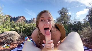 Ride him cowgirl public sex - Horny Hiking ft Molly Pills - POV 4K