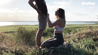 Fucked a fit girl right during training outdoors