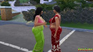 Indian Saree Aunty Lakshmi got invited to a house by her friend and fucked - WickedWhims